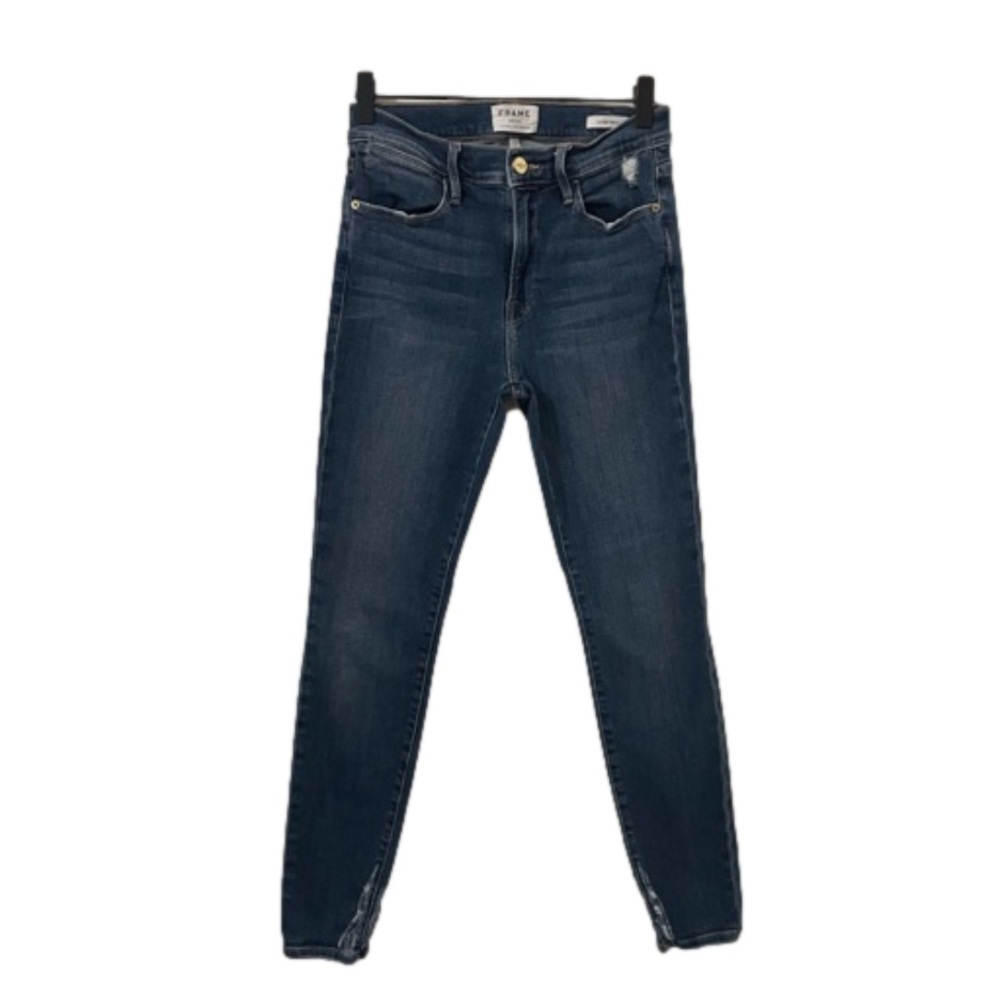 Frame Denim Le High Skinny Denim Jeans Size 27 Medium Wash Distressed High Rise